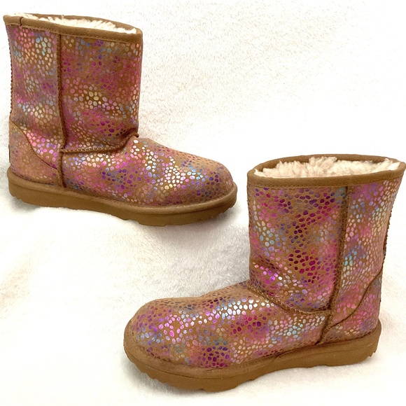 UGG Classic Spots Metallic Shimmery fur lined Snow Winter Boot Women’s Sz 6 - Picture 2 of 16